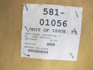 LOT (800 FT) OF CABLE, ELECTRICAL TYPE, 16 SIZE, 600VOLT RATING, 2 PAIR CONDUCTOR, 90 DEGREE C KIND. BLACK, 2 SPOOLS OF 400' (W-44) LOADING & HANDLING FEE $15-